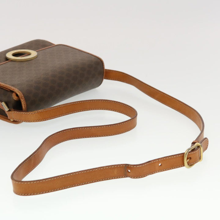 Celine Macadam Canvas Shoulder Bag PVC Leather Brown  42446