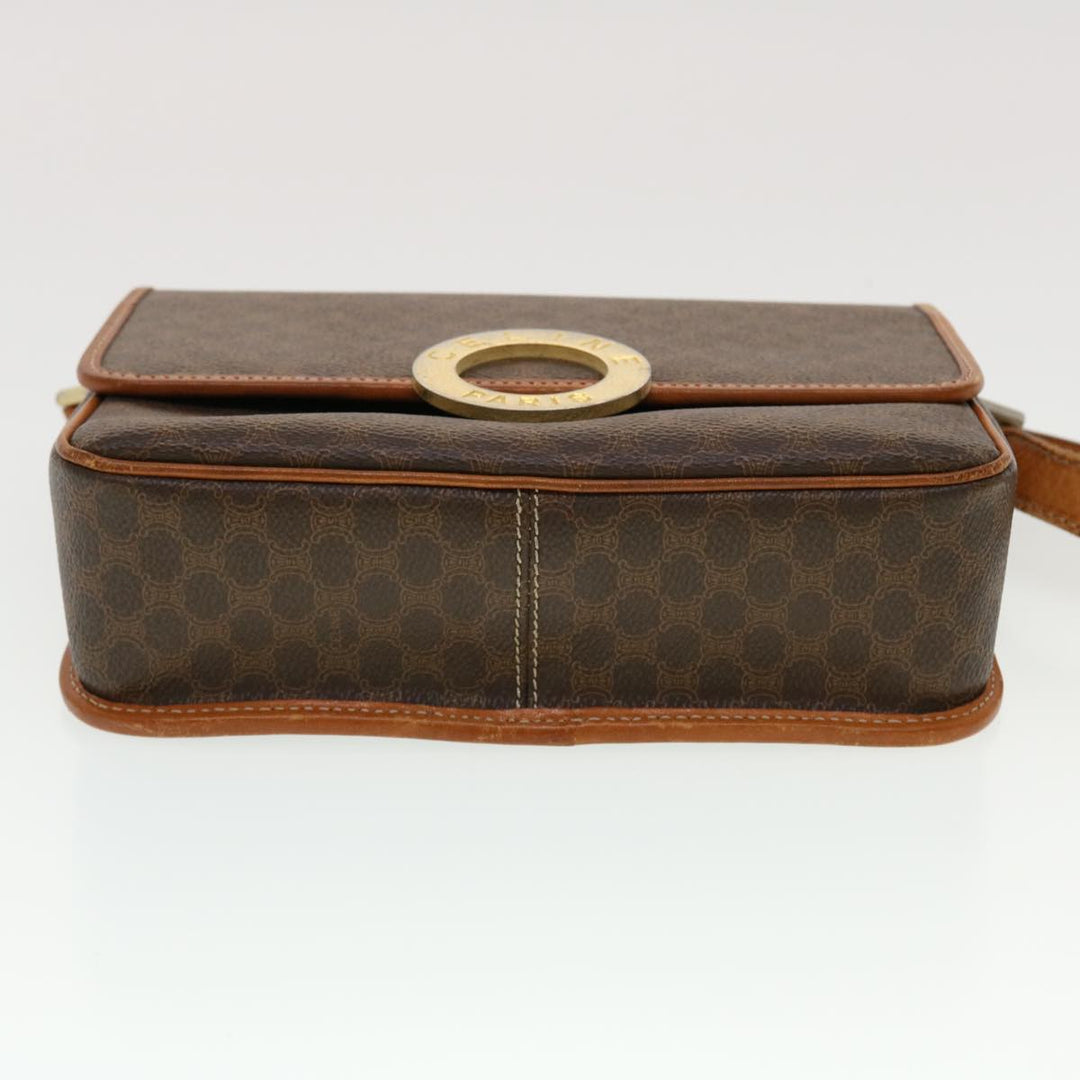 Celine Macadam Canvas Shoulder Bag PVC Leather Brown  42446
