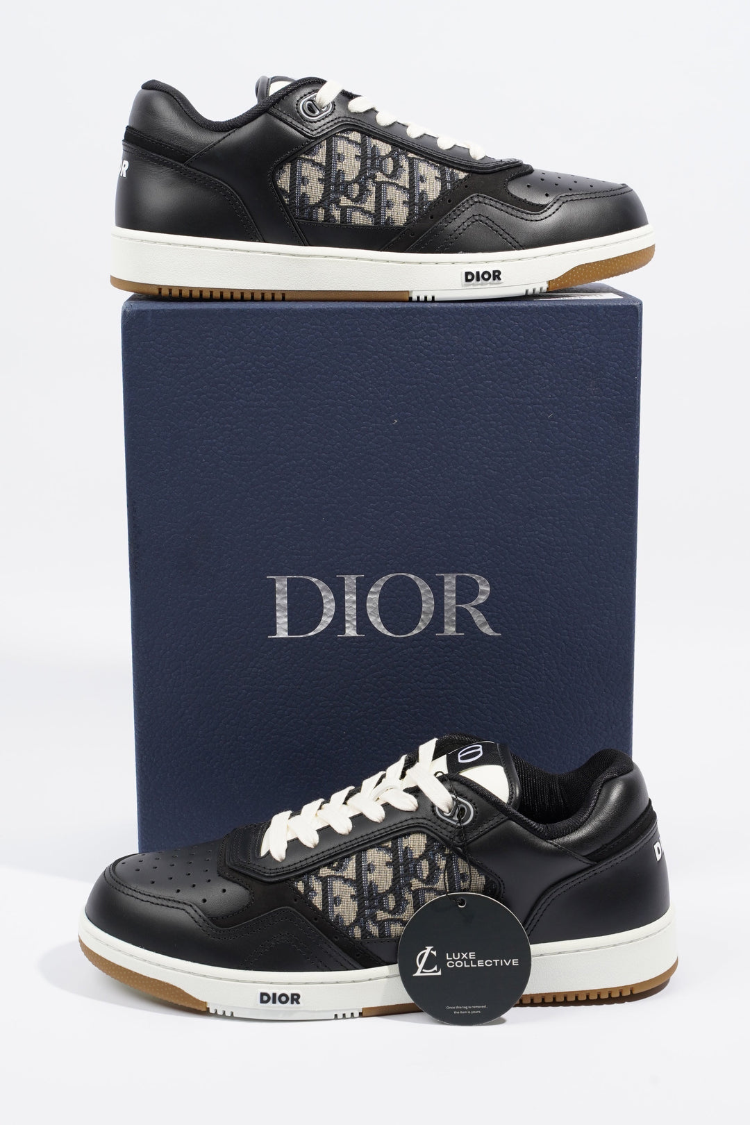 Christian Dior B27 Low-top Black / White / Navy Oblique Leather EU 41 UK 7