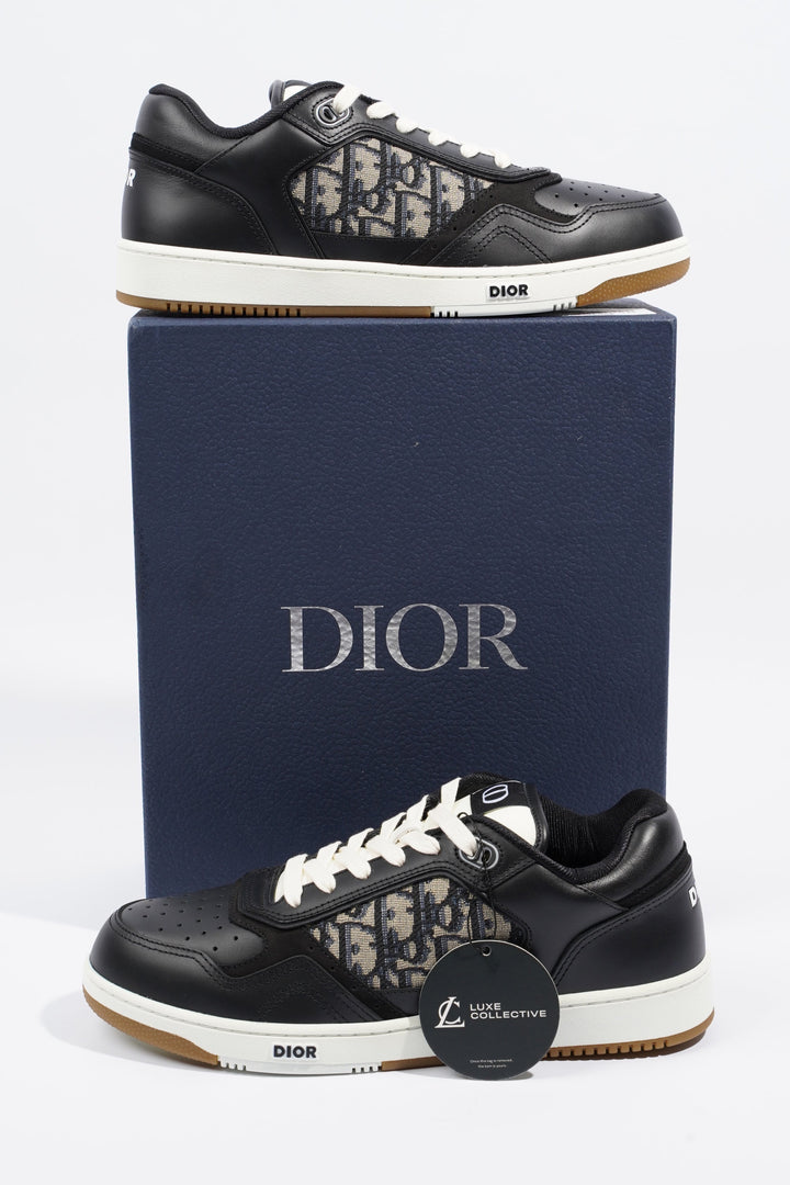 Christian Dior B27 Low-top Black / White / Navy Oblique Leather EU 41 UK 7