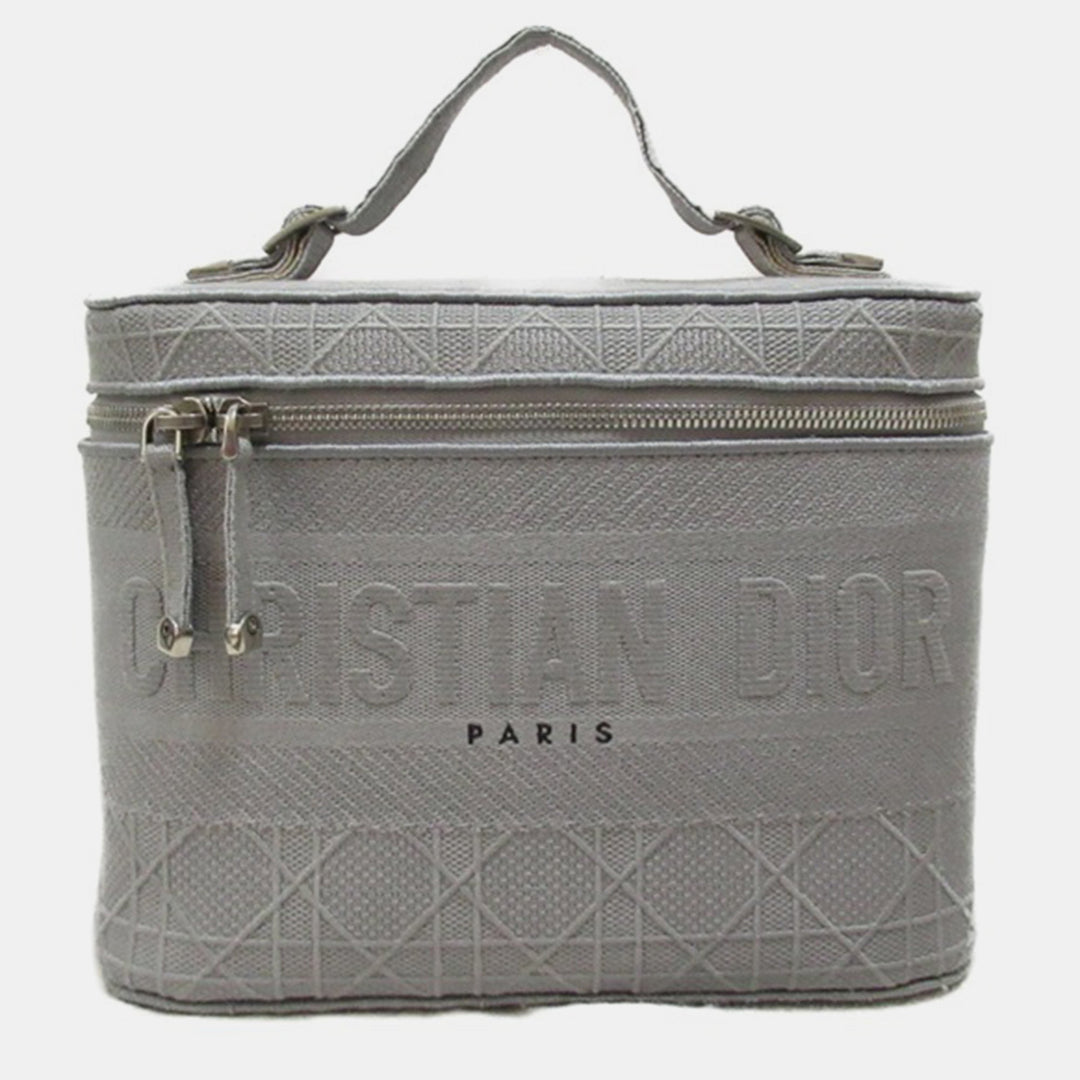 Top quality Dior Grey Cannage Embroidery Canvas Top quality DiorTravel Vanity Case Bag