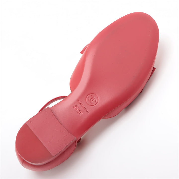 Top Quality Chanel Coco Leather Strap Pump 35 1/2  Red G38872 Matrasse Ribbon