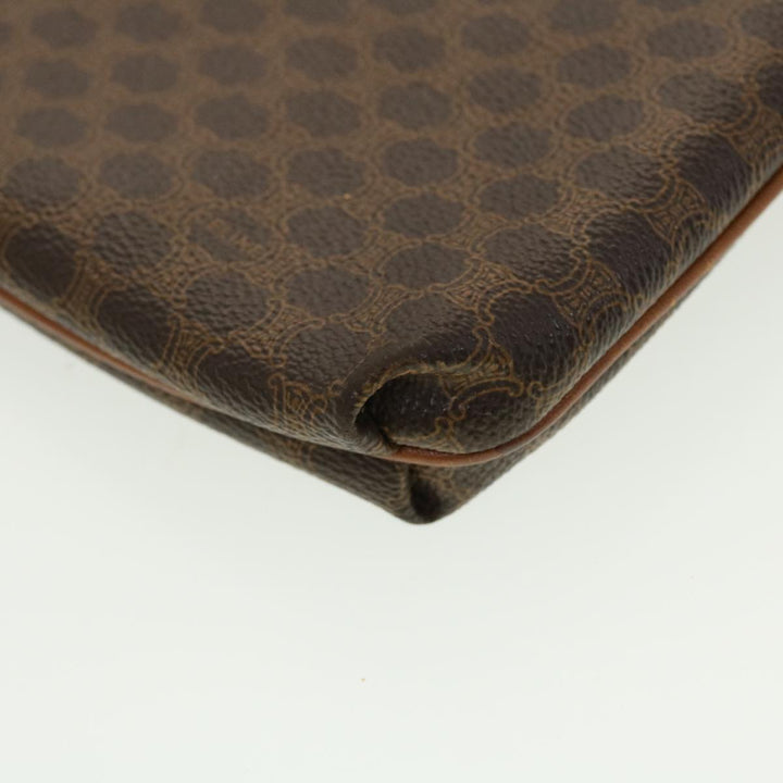 Celine Macadam Canvas Clutch Bag PVC Leather Brown  42837