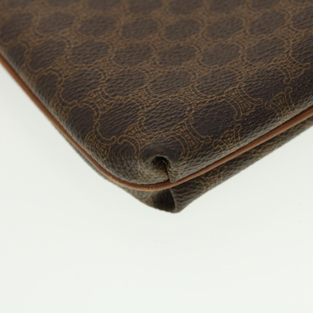 Celine Macadam Canvas Clutch Bag PVC Leather Brown  42837