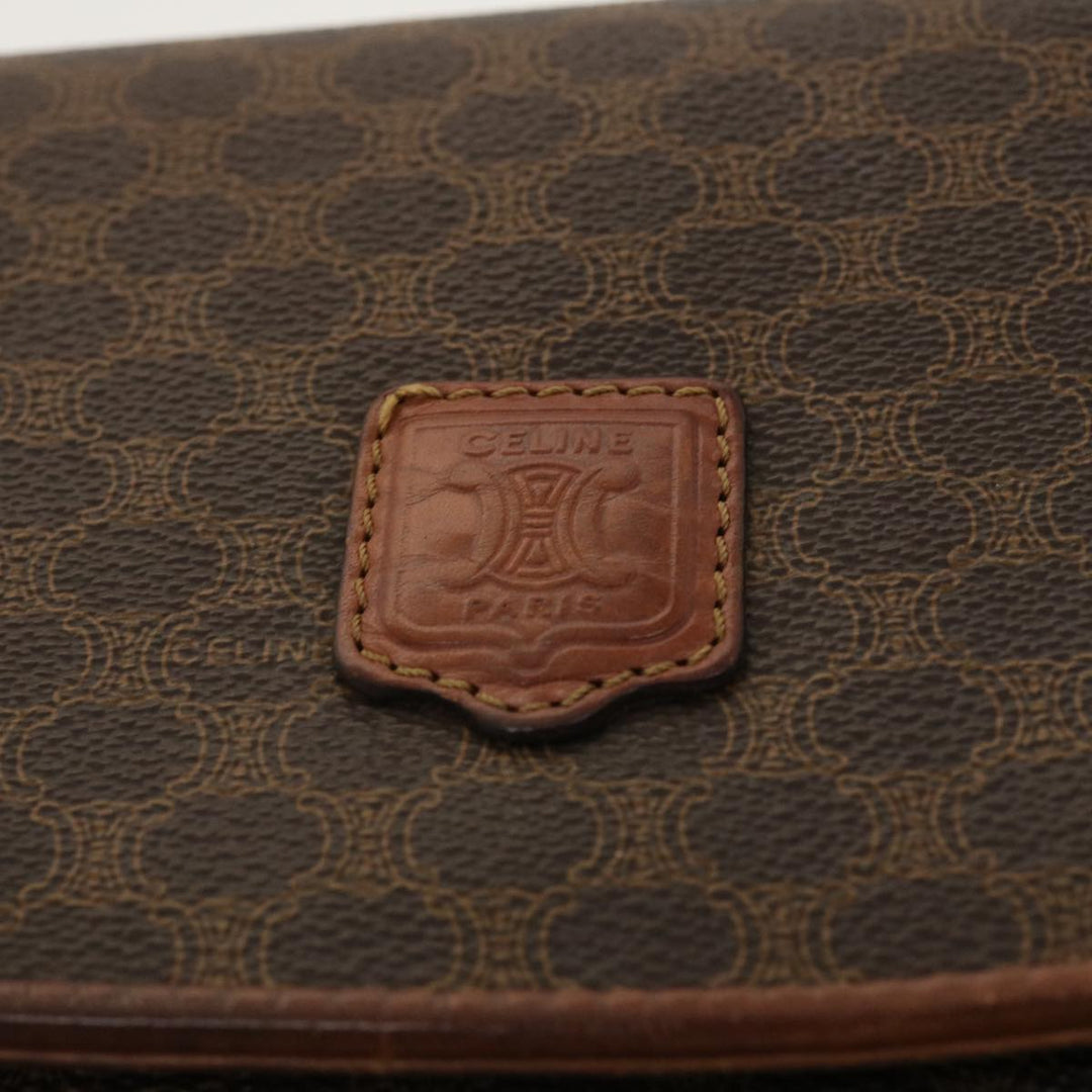 Celine Macadam Canvas Clutch Bag PVC Leather Brown  42837
