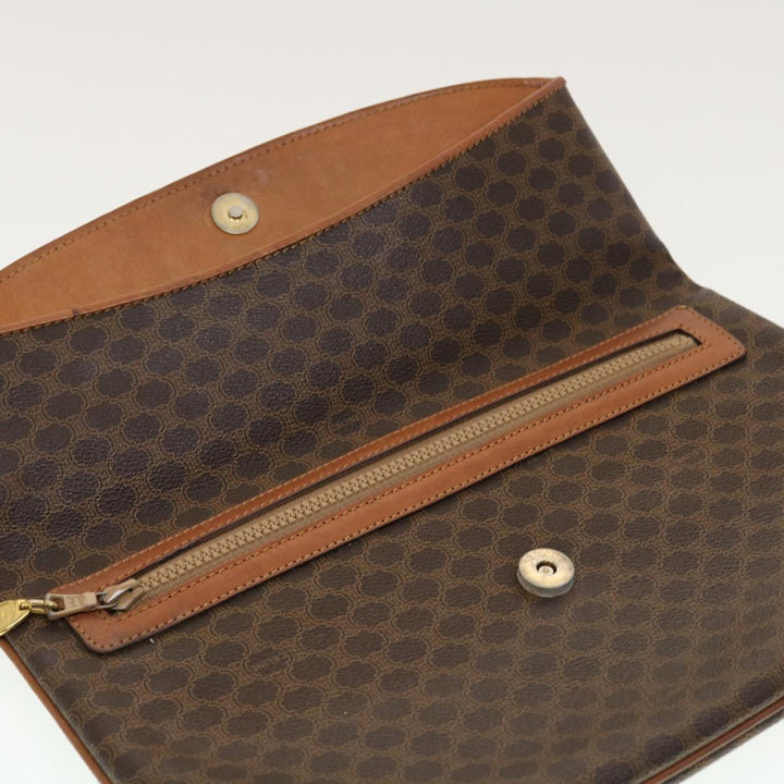 Celine Macadam Canvas Clutch Bag PVC Leather Brown  42837