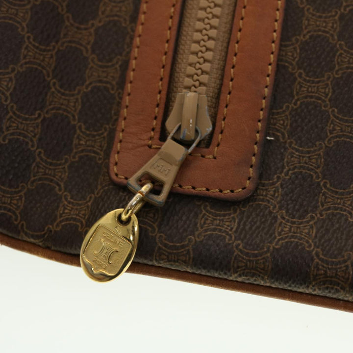 Celine Macadam Canvas Clutch Bag PVC Leather Brown  42837