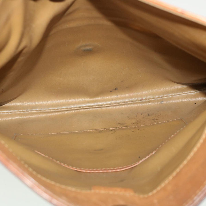 Celine Macadam Canvas Clutch Bag PVC Leather Brown  42837