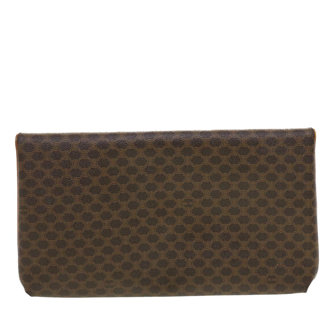 Celine Macadam Canvas Clutch Bag PVC Leather Brown  42837