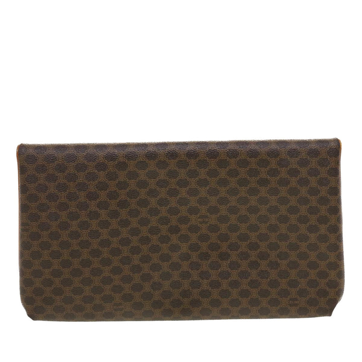 Celine Macadam Canvas Clutch Bag PVC Leather Brown  42837