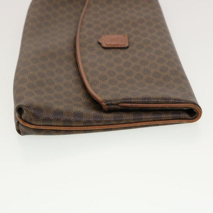 Celine Macadam Canvas Clutch Bag PVC Leather Brown  42837
