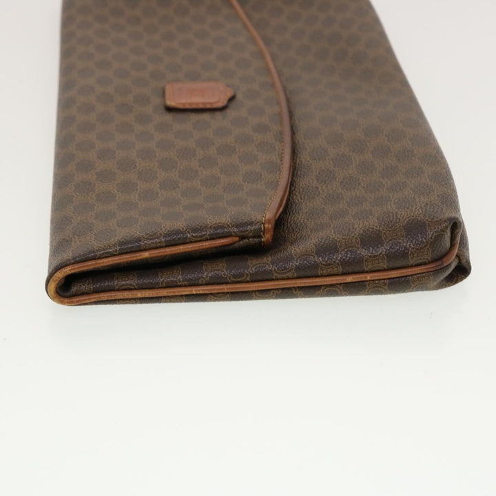 Celine Macadam Canvas Clutch Bag PVC Leather Brown  42837