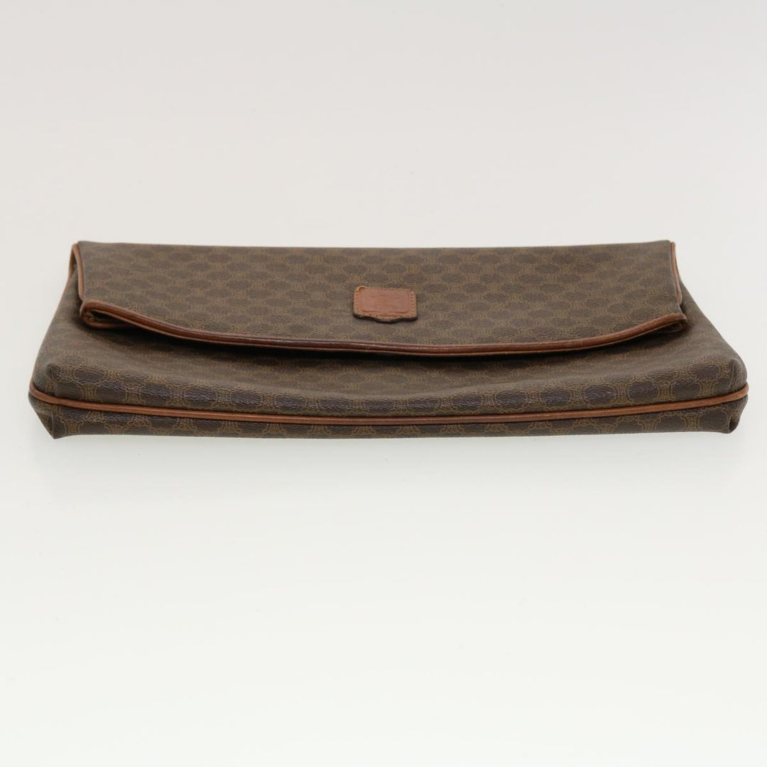 Celine Macadam Canvas Clutch Bag PVC Leather Brown  42837