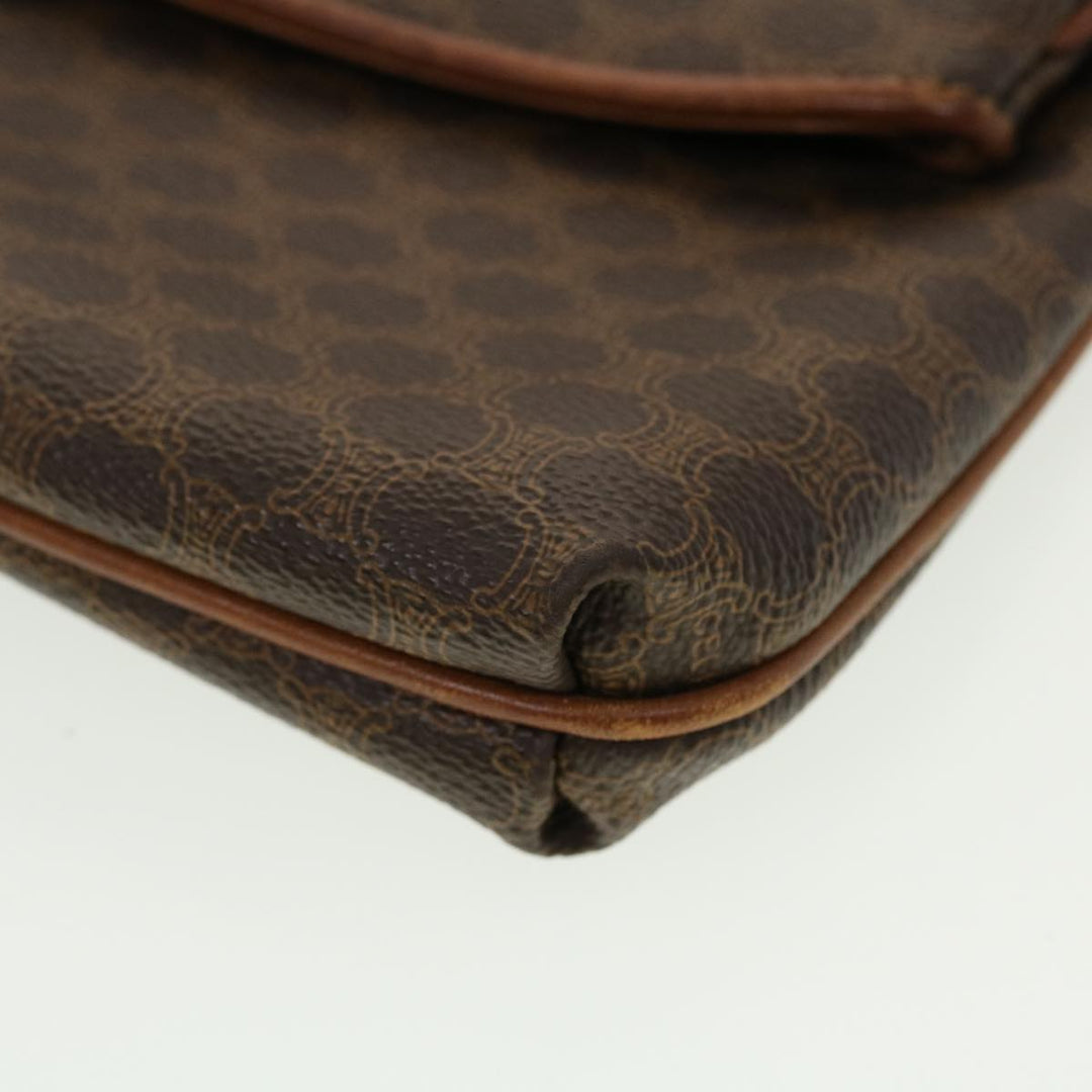 Celine Macadam Canvas Clutch Bag PVC Leather Brown  42837