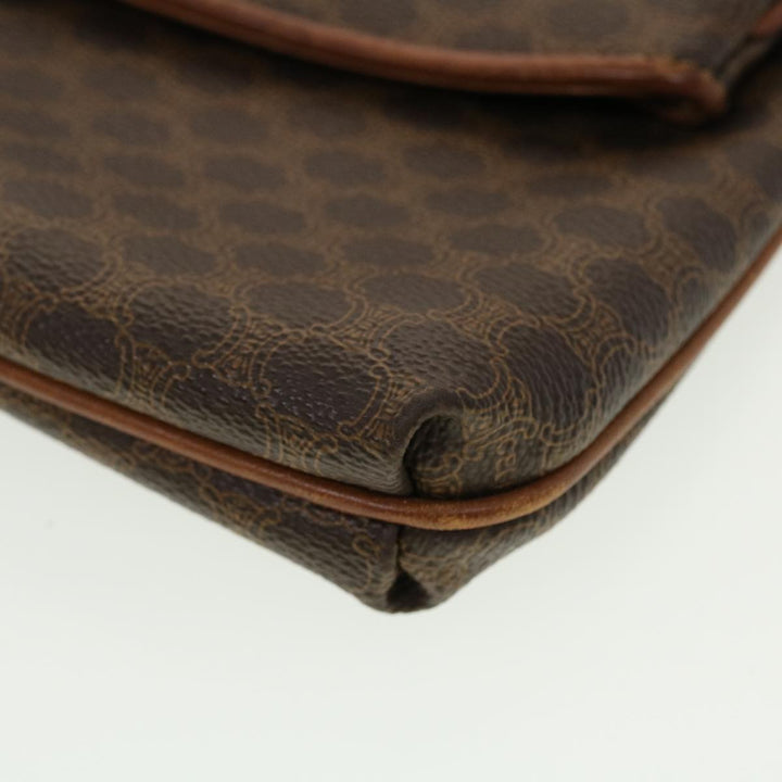 Celine Macadam Canvas Clutch Bag PVC Leather Brown  42837