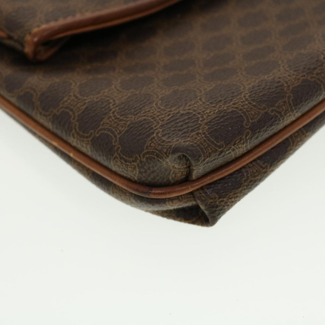 Celine Macadam Canvas Clutch Bag PVC Leather Brown  42837