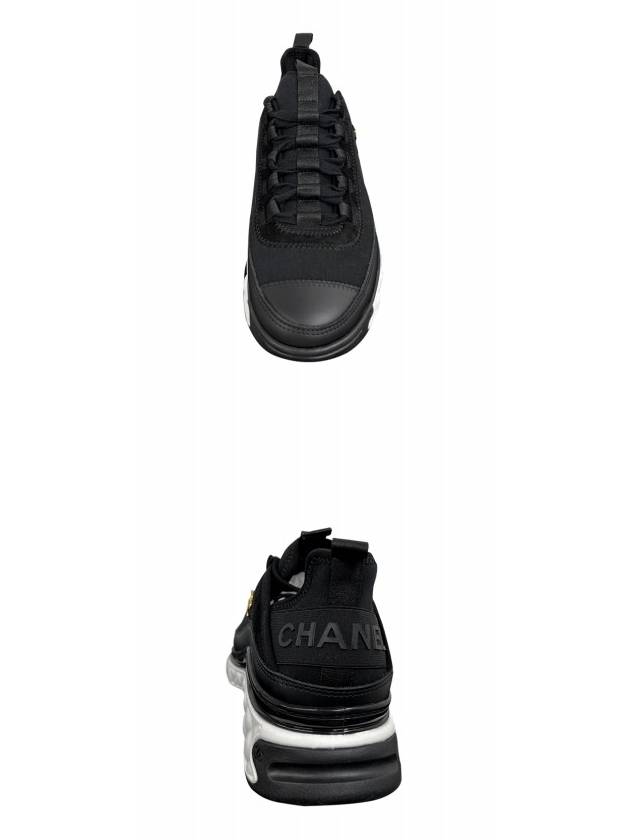 Mixed Fibers Velvet Calfskin Low Top Sneakers Black Chanel