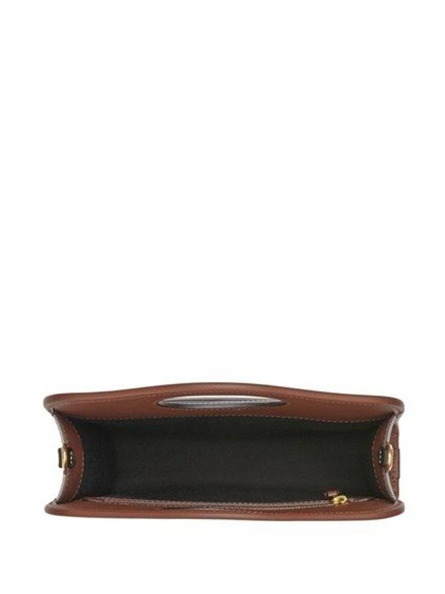 Burberry Mini Pocket Checked Leather Tote Bag Dark Burch Brown