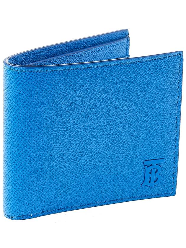Burberry TB Logo Bifold Grainy Leather Half Wallet Vivid Blue