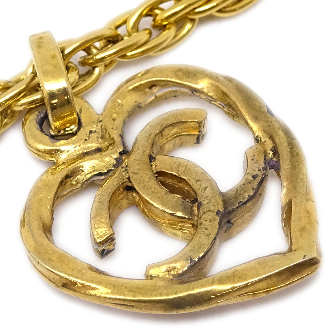 Top Quality Chanel Heart Chain Pendant Necklace Gold 1982