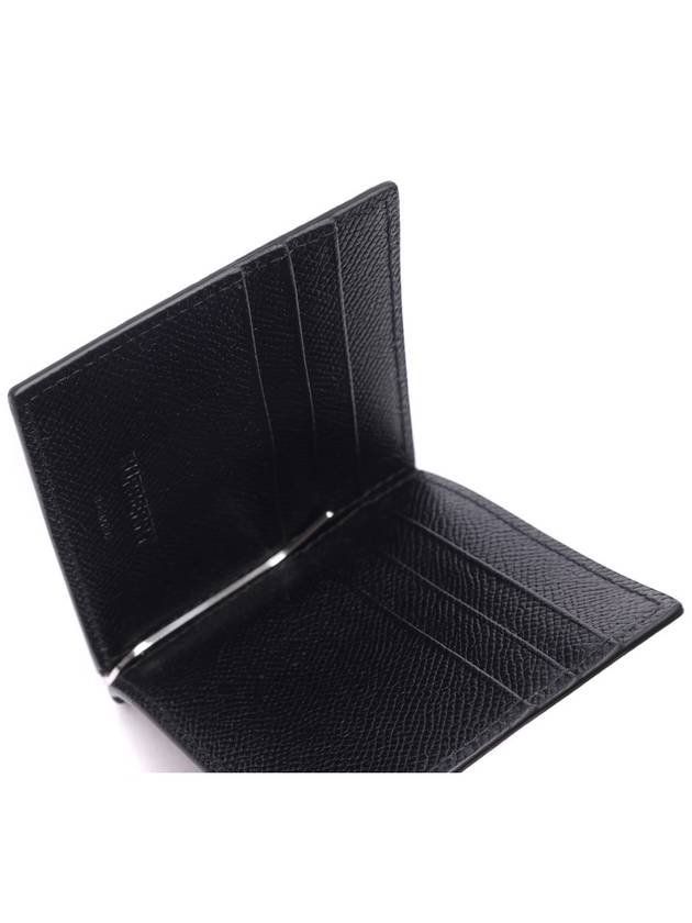 Burberry Men's TB Money Clip Grainy Leather Half Wallet Black