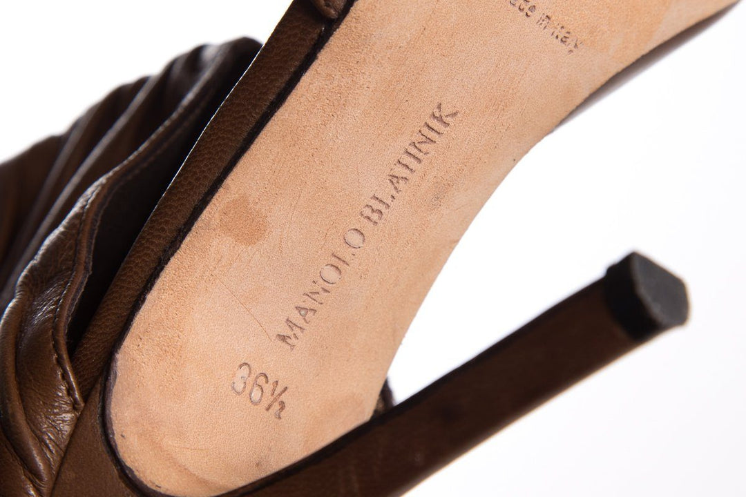 Manolo Blahnik Brown Leather Heels SZ 36.5