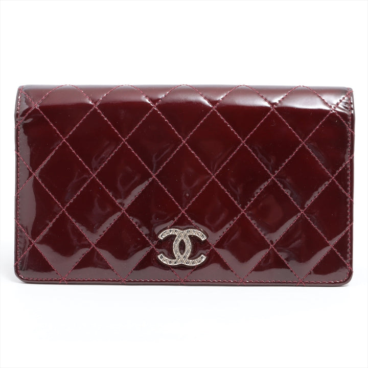 Top Quality Chanel Coco Patent Leather Wallet Bordeaux Silver  18th