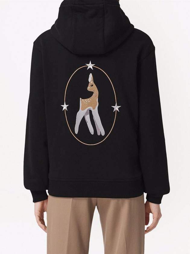 Burberry WoMen's Back Embroidered Deer Hoodie Black