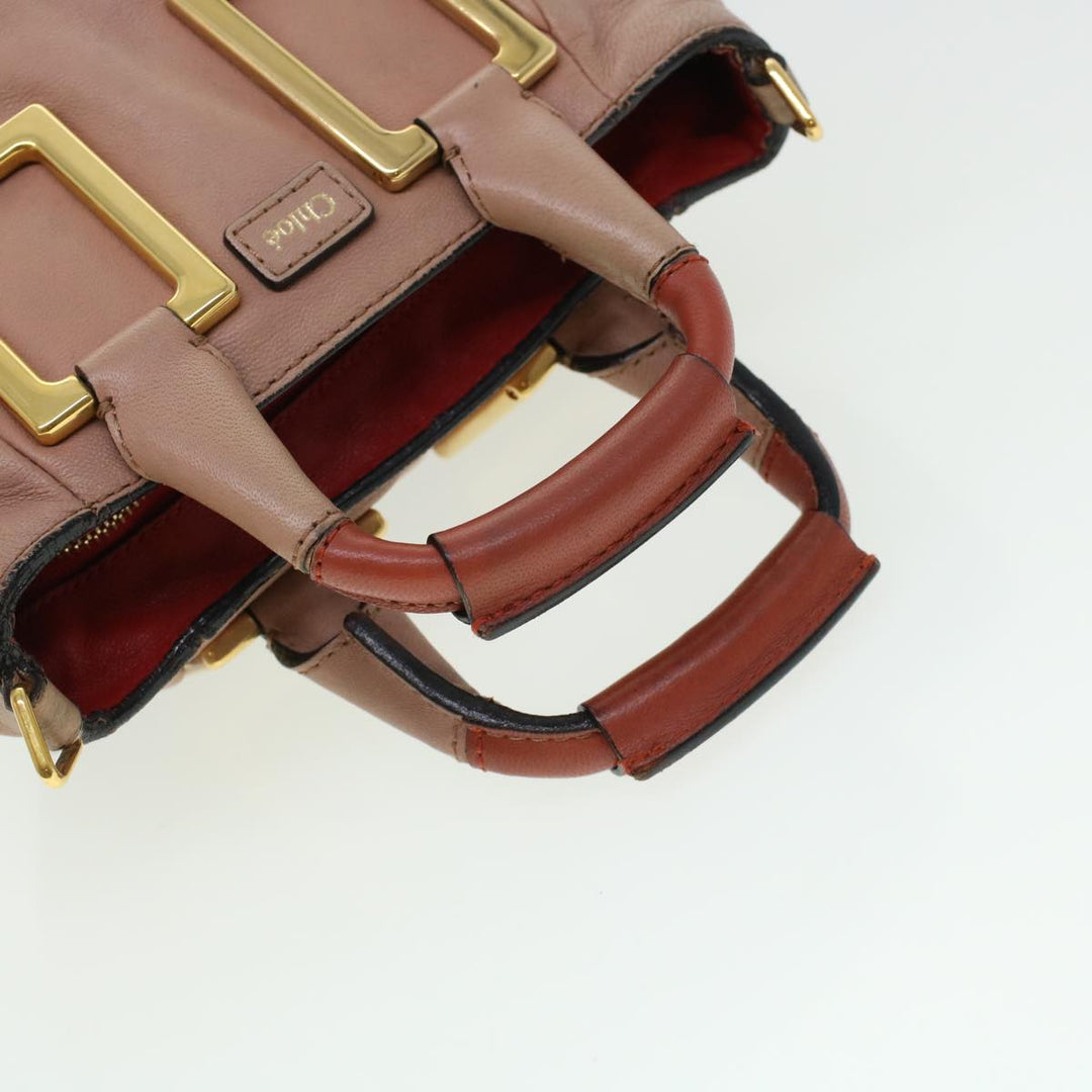 Chloe Etel Hand Bag Leather 2way Pink 04-12-50-65 43906