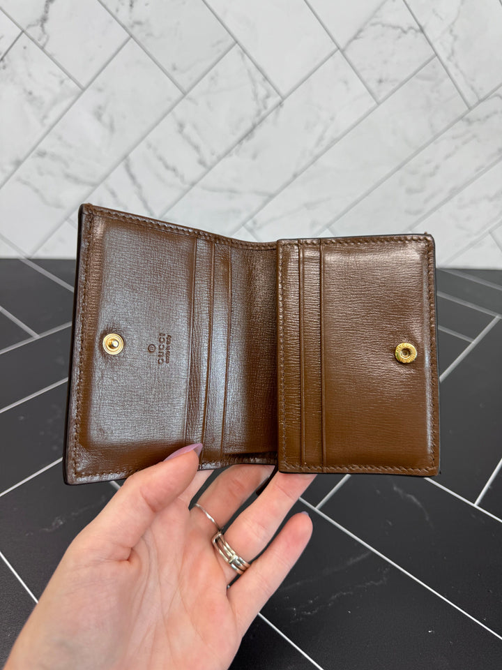 Gucci Brown Coated Canvas Heart Motif Wallet