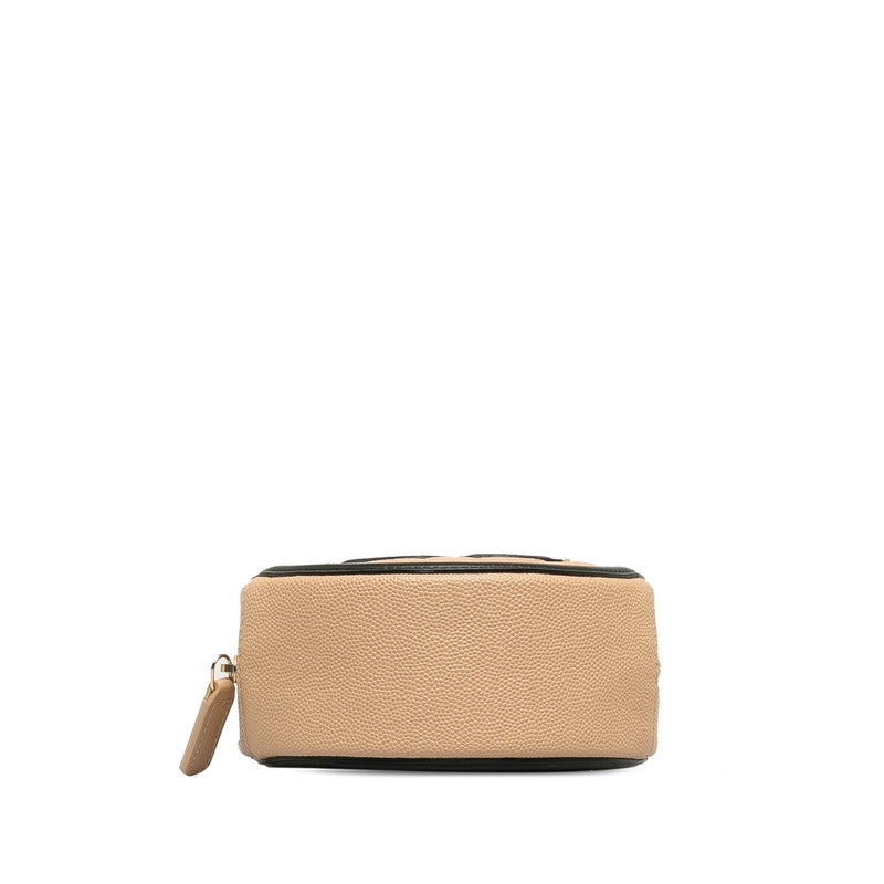 Top Quality Chanel Cocomark CC Figure rounded sliding chain shoulder bag beige black caviar s ladies CHANEL