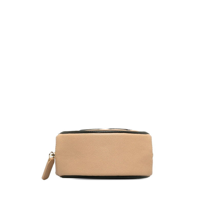 Top Quality Chanel Cocomark CC Figure rounded sliding chain shoulder bag beige black caviar s ladies CHANEL