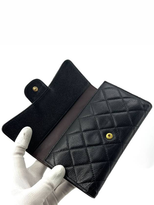 Caviar flap gold long wallet Chanel
