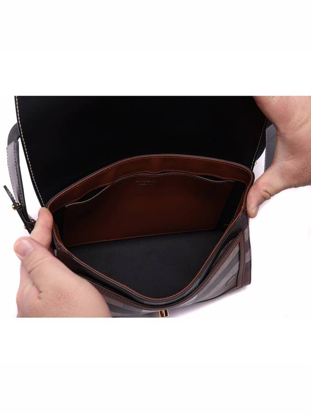 Burberry Checked Leather Knot Cross Bag Brown