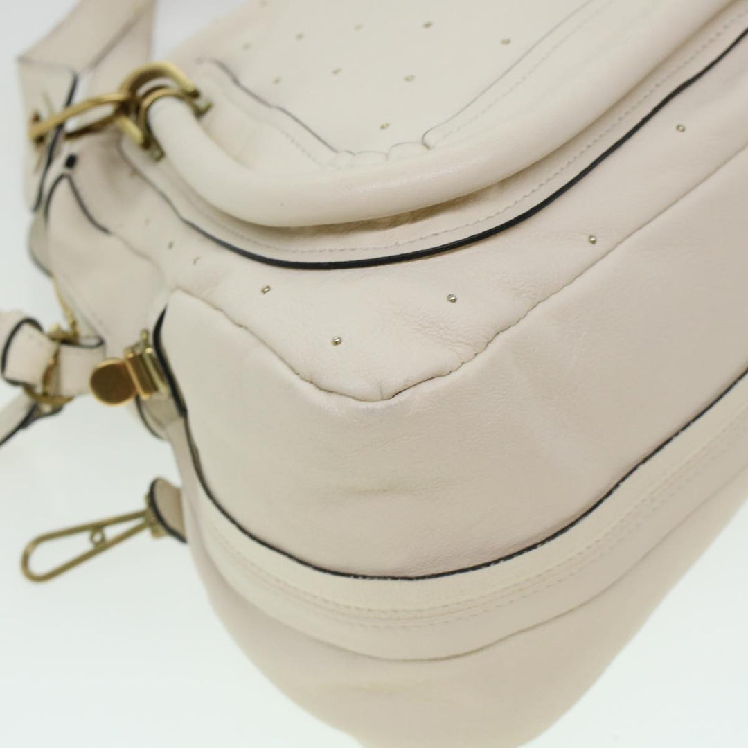 Chloe Paraty Hand Bag Leather 2way White 04-11-50 44037