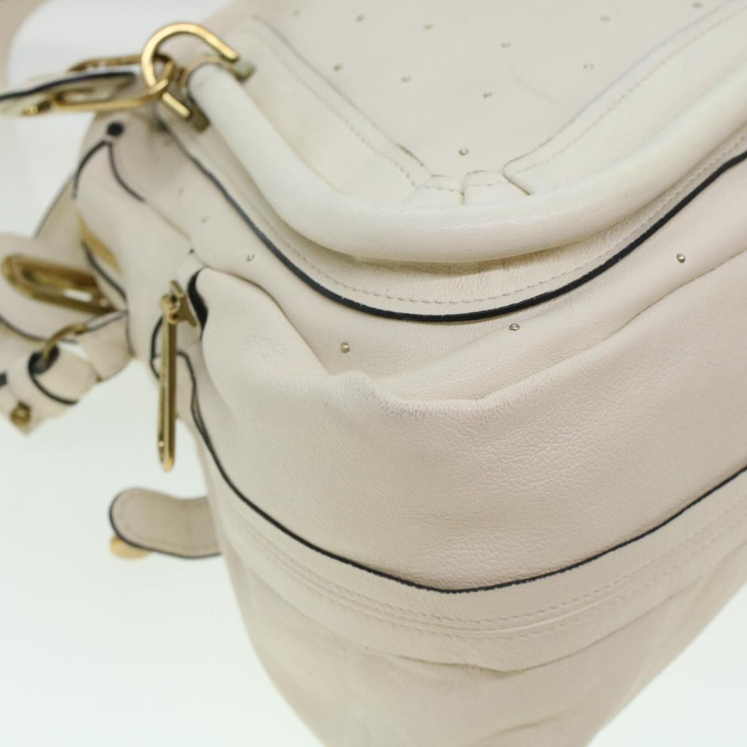 Chloe Paraty Hand Bag Leather 2way White 04-11-50 44037