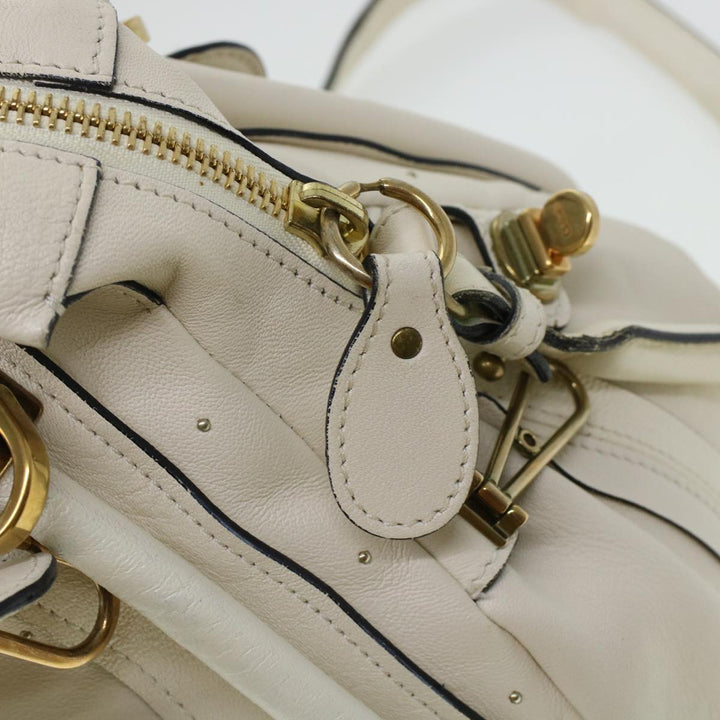 Chloe Paraty Hand Bag Leather 2way White 04-11-50 44037