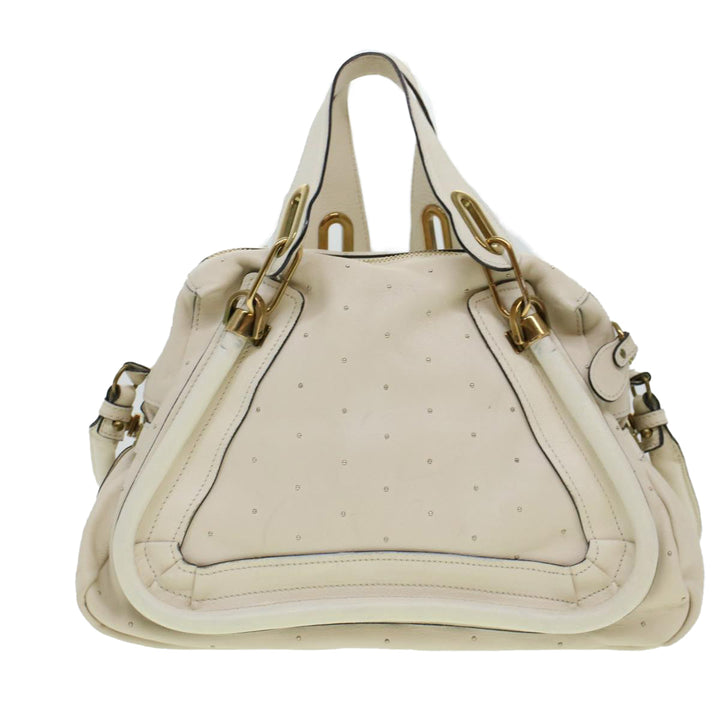 Chloe Paraty Hand Bag Leather 2way White 04-11-50 44037