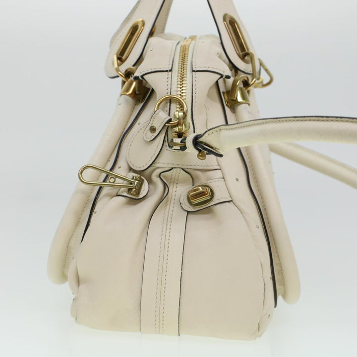 Chloe Paraty Hand Bag Leather 2way White 04-11-50 44037