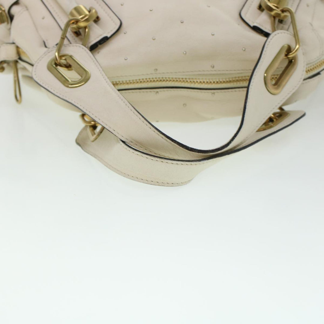 Chloe Paraty Hand Bag Leather 2way White 04-11-50 44037