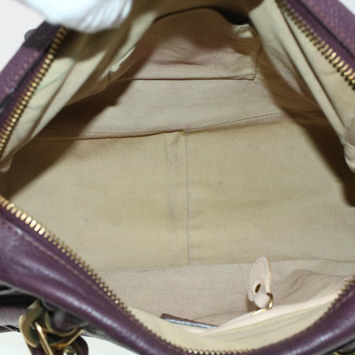 Chloe Paraty Hand Bag Leather Purple 02-12-50-65 44039