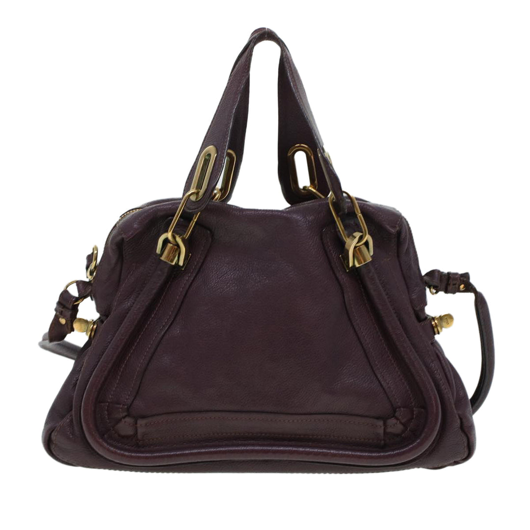 Chloe Paraty Hand Bag Leather Purple 02-12-50-65 44039