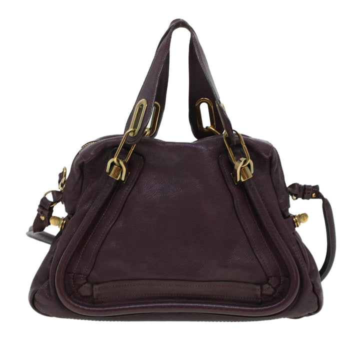 Chloe Paraty Hand Bag Leather Purple 02-12-50-65 44039