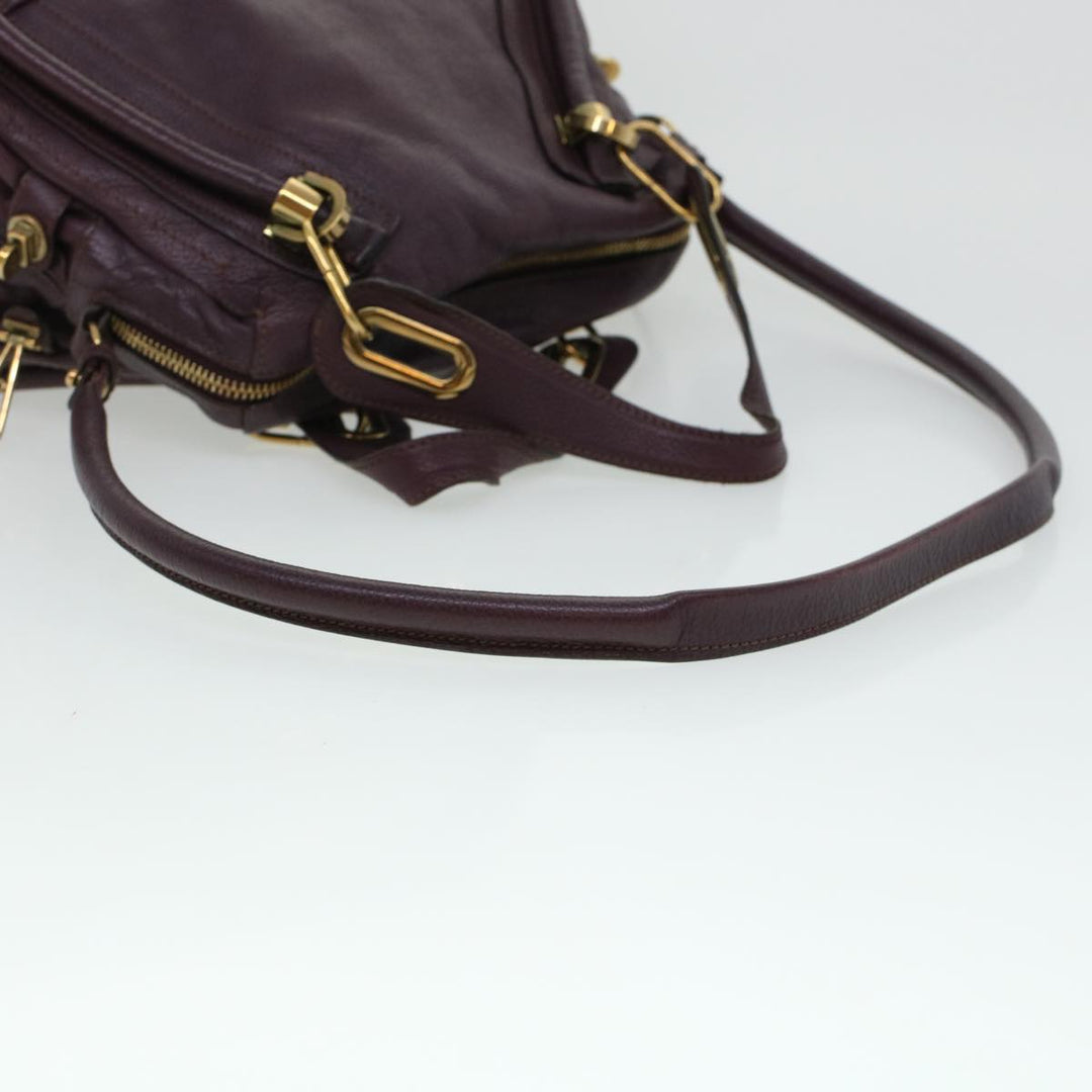 Chloe Paraty Hand Bag Leather Purple 02-12-50-65 44039