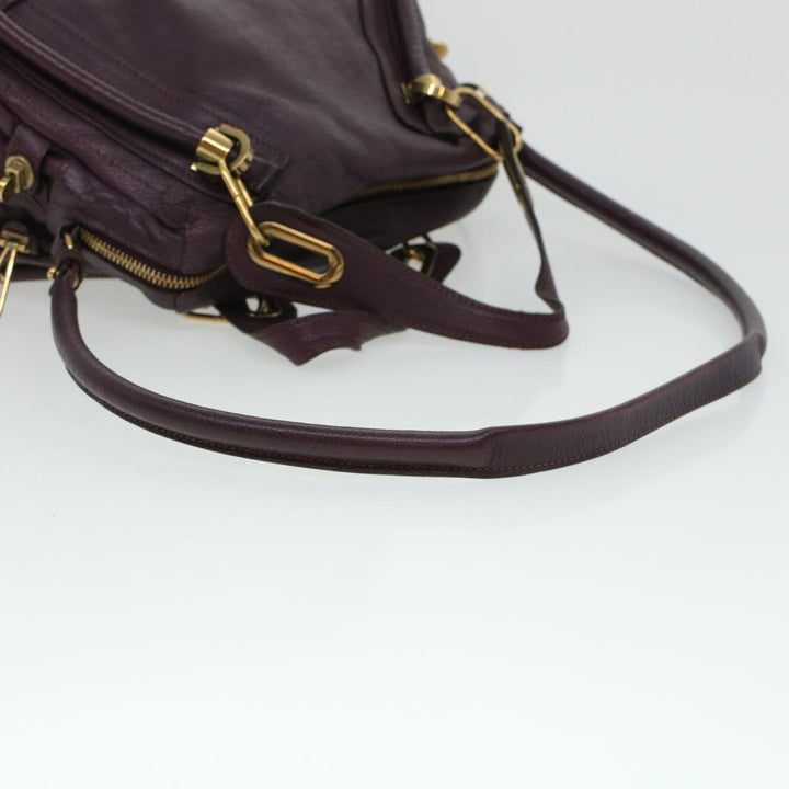 Chloe Paraty Hand Bag Leather Purple 02-12-50-65 44039