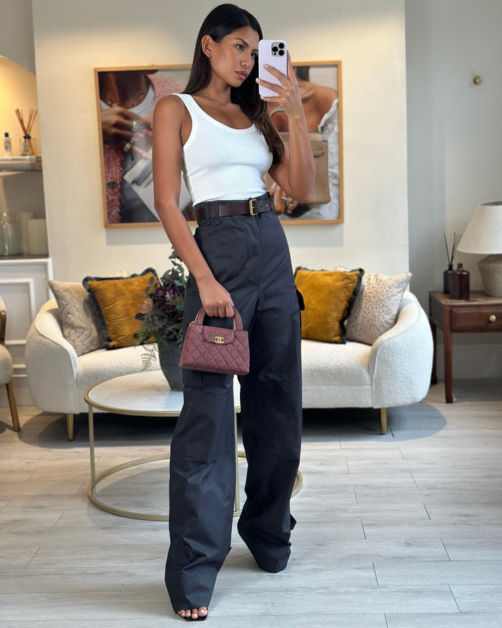 *HOT & RARE* Top Quality Chanel Dark Pink Small Mini Kelly Shopping Bag in Denim with Brushed Gold Hardware