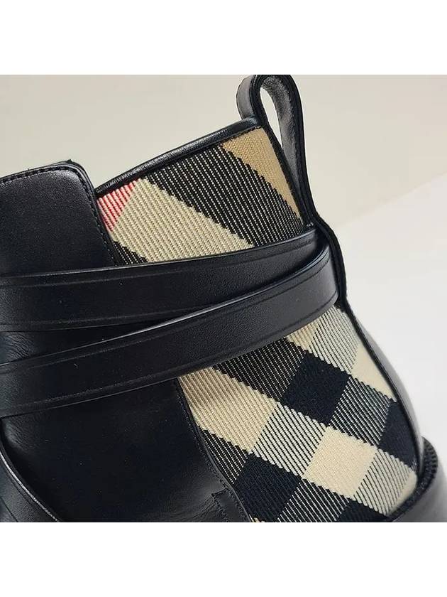 Burberry House Checked Leather Chelsea Boots Black