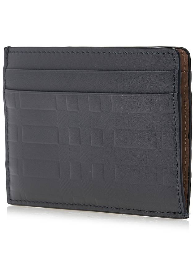 Burberry Embossed Check Leather Card Holder Black