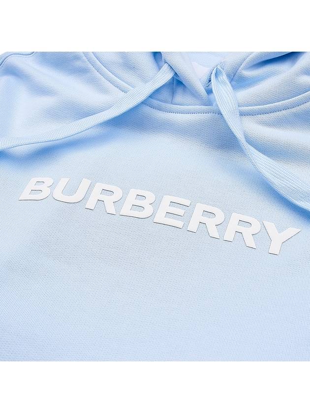 Burberry Logo Print Cotton Hoodie Light Blue