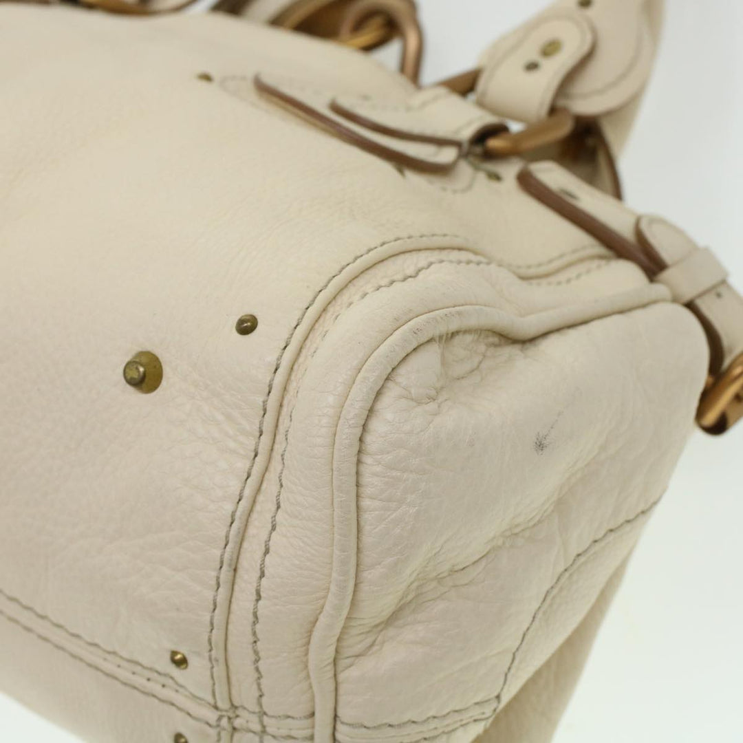 Chloe Paddington Hand Bag Leather Beige 44401